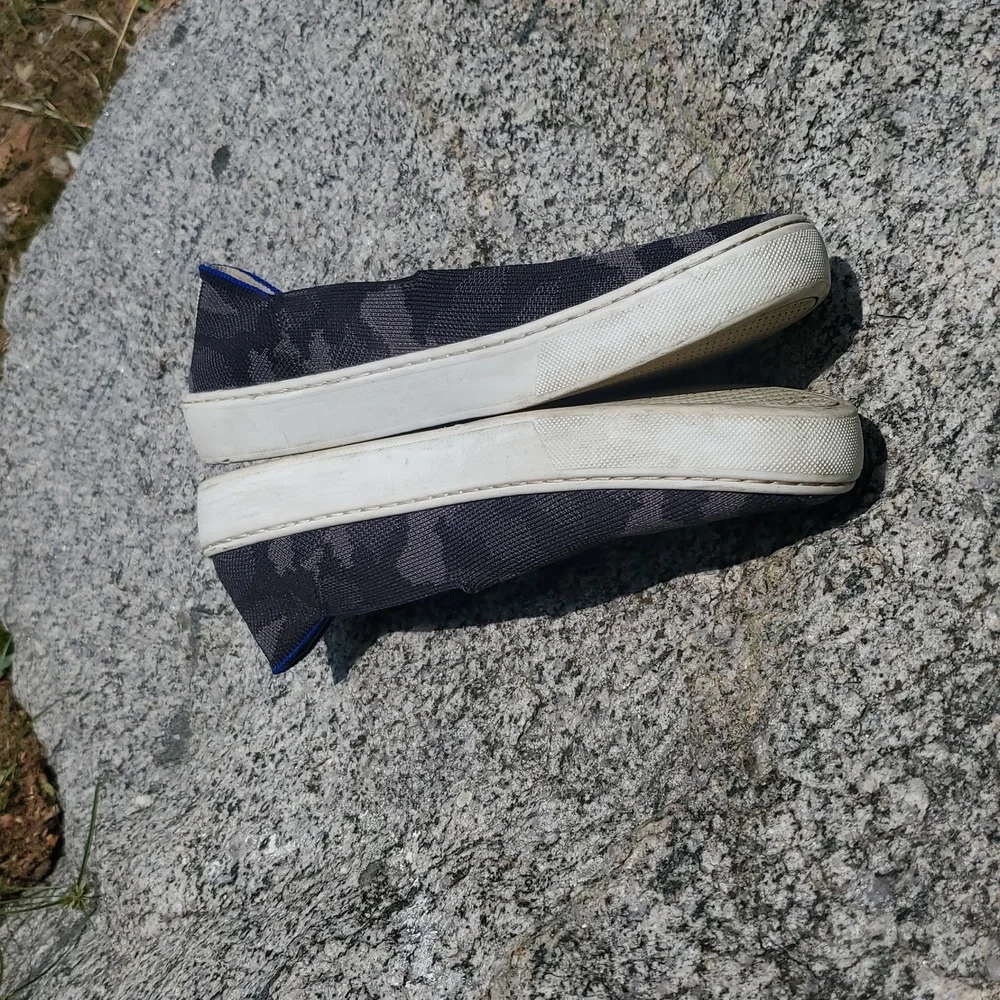 Rothy's Black and Blue Sneakers with Modern Camo Design Size 7